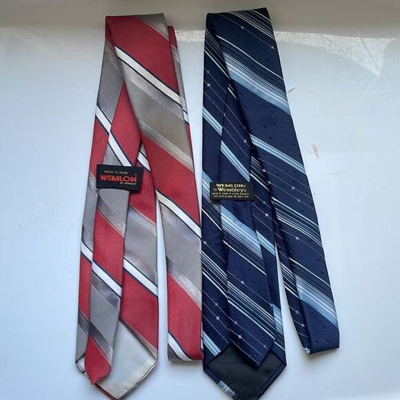 Bundle of two vintage late 60s/early 70s Wemlon by Wembley neckties - Picture 5 of 6